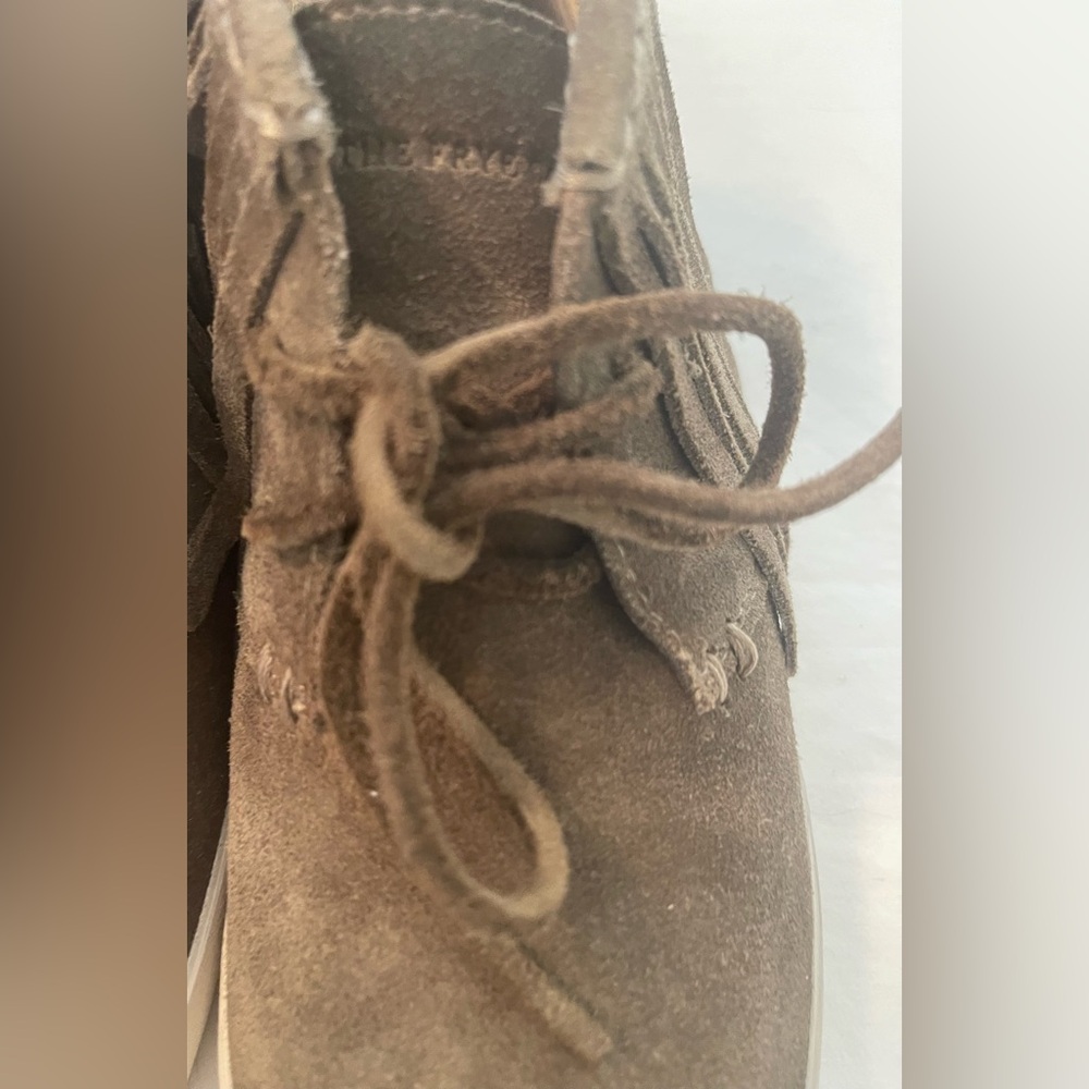 Frye Grayish Taupe Suede Fringe High-Top Boots - Picture 8 of 15